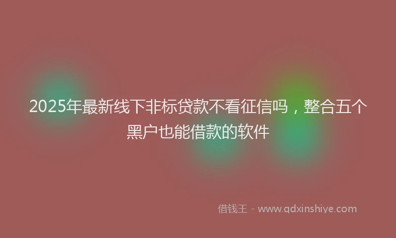 2025年最新线下非标贷款不看征信吗，整合五个黑户也能借款的软件