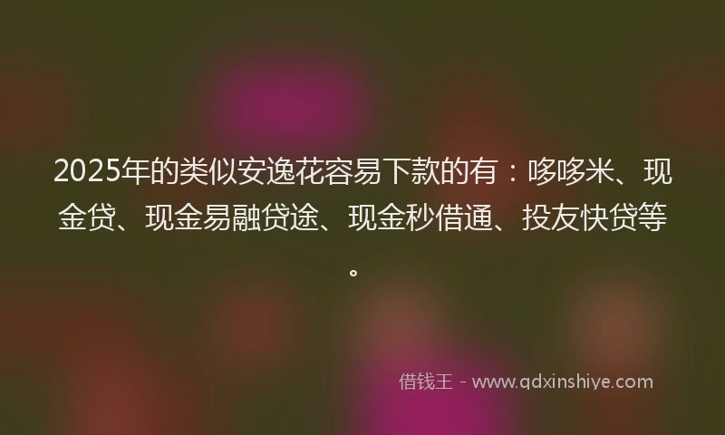2025年的类似安逸花容易下款的有:哆哆米、现金贷、现金易融贷途、现金秒借通、投友快贷等。