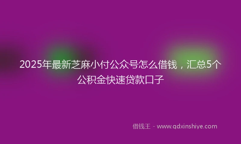 2025年最新芝麻小付公众号怎么借钱，汇总5个公积金快速贷款口子