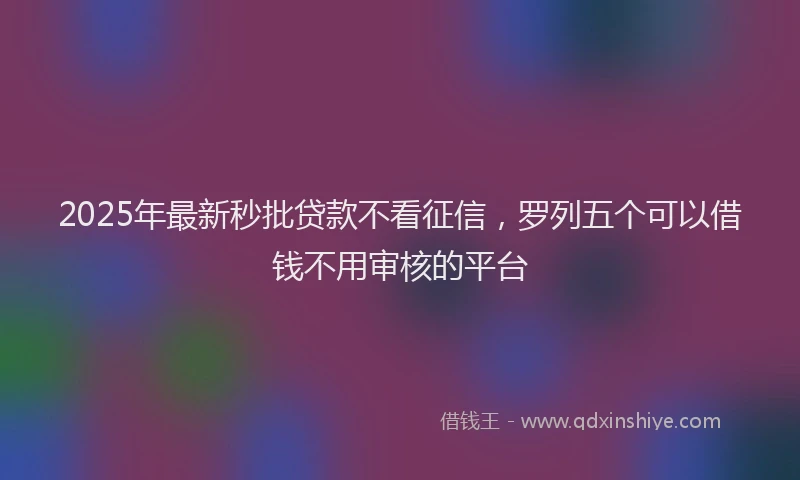 2025年最新秒批贷款不看征信，罗列五个可以借钱不用审核的平台
