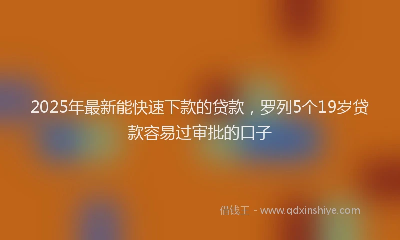 2025年最新能快速下款的贷款，罗列5个19岁贷款容易过审批的口子