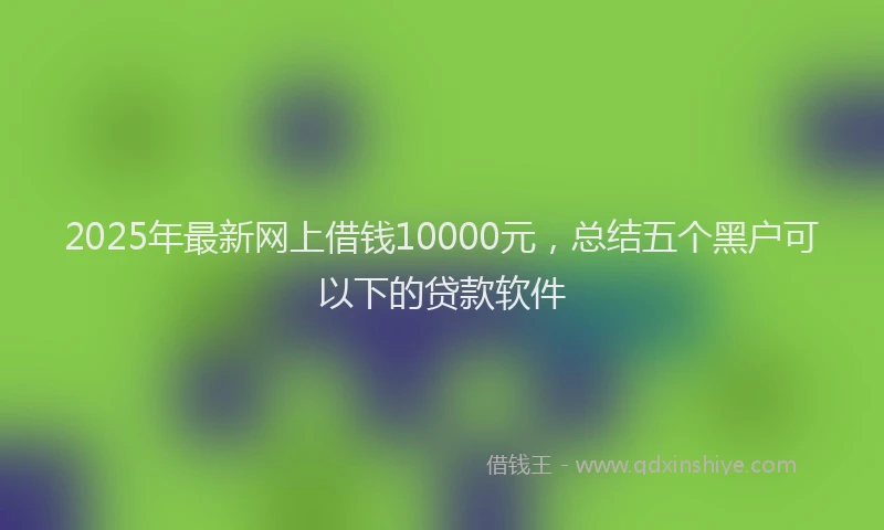 2025年最新网上借钱10000元，总结五个黑户可以下的贷款软件