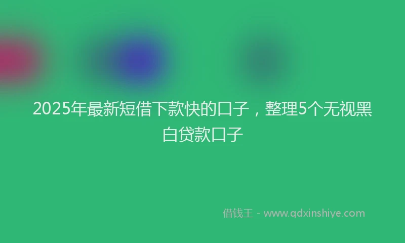 2025年最新短借下款快的口子，整理5个无视黑白贷款口子