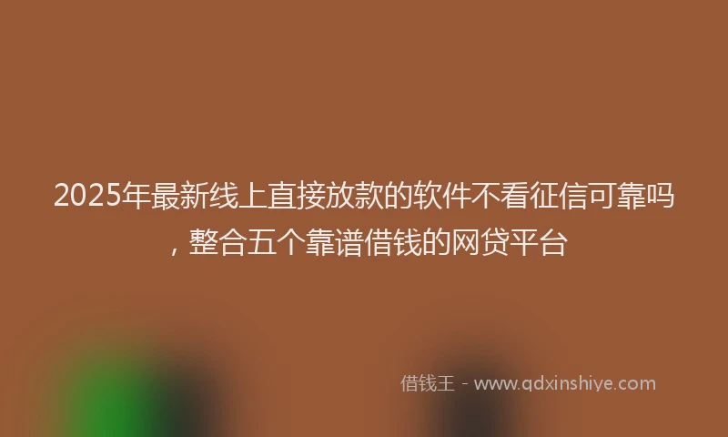 2025年最新线上直接放款的软件不看征信可靠吗，整合五个靠谱借钱的网贷平台