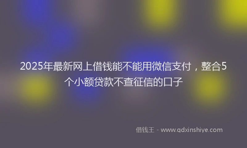 2025年最新网上借钱能不能用微信支付，整合5个小额贷款不查征信的口子