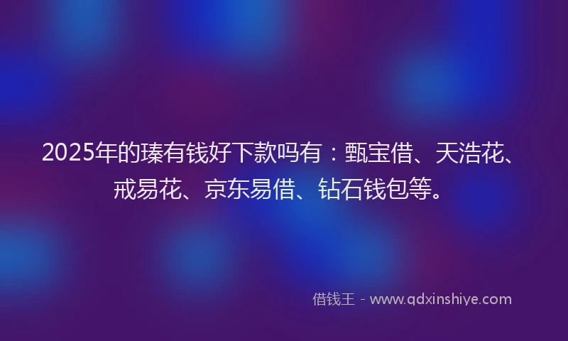 2025年的瑧有钱好下款吗有：甄宝借、天浩花、戒易花、京东易借、钻石钱包等。