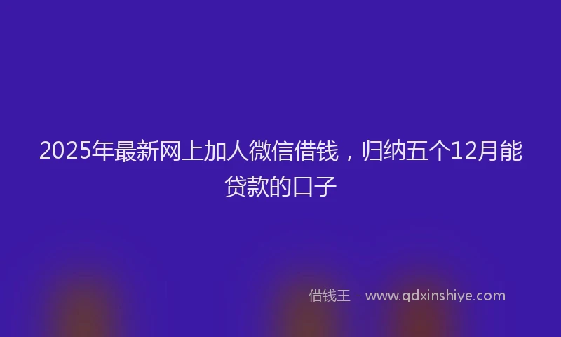 2025年最新网上加人微信借钱，归纳五个12月能贷款的口子