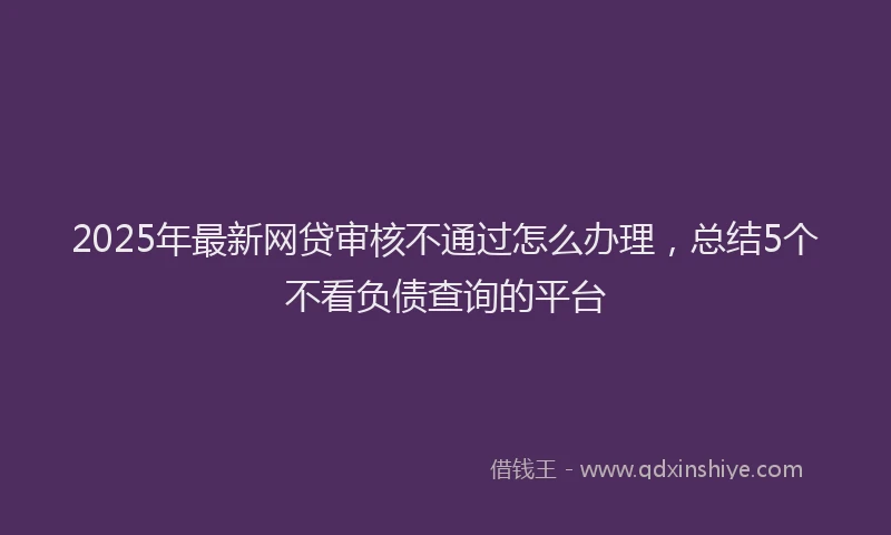 2025年最新网贷审核不通过怎么办理，总结5个不看负债查询的平台
