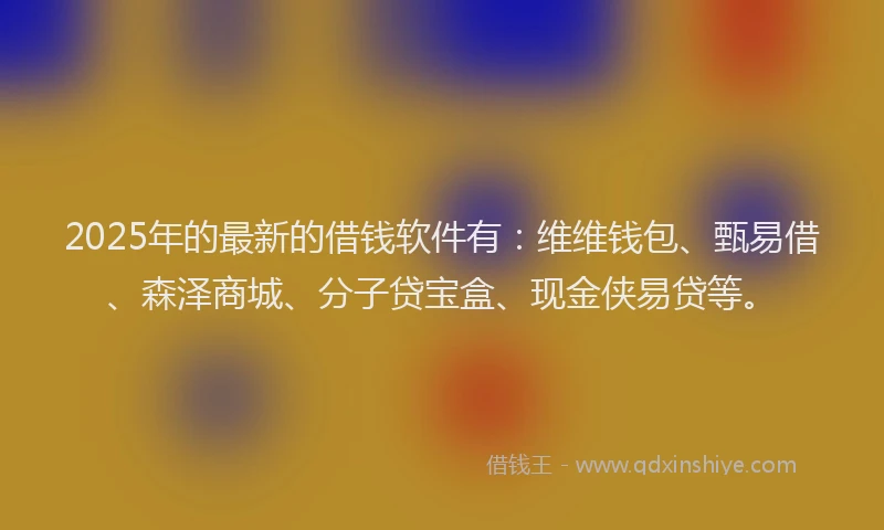 2025年的最新的借钱软件有：维维钱包、甄易借、森泽商城、分子贷宝盒、现金侠易贷等。