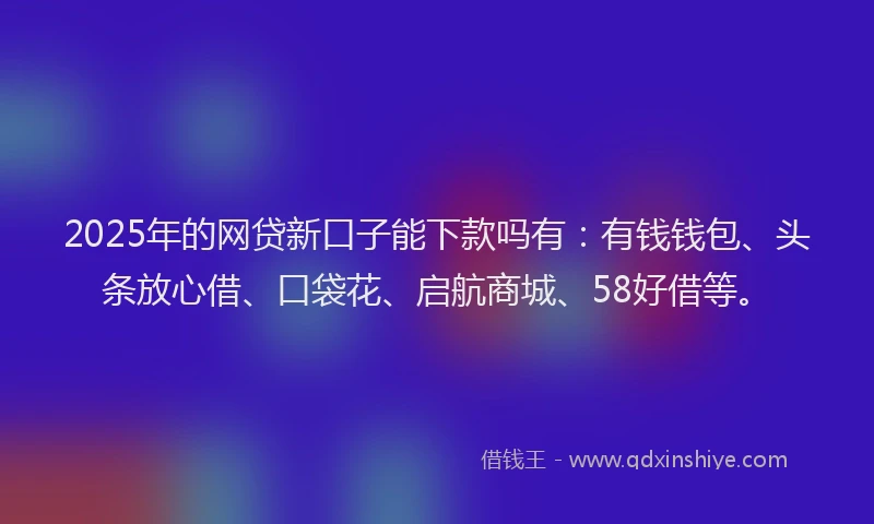 2025年的网贷新口子能下款吗有：有钱钱包、头条放心借、口袋花、启航商城、58好借等。