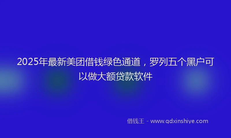 2025年最新美团借钱绿色通道，罗列五个黑户可以做大额贷款软件