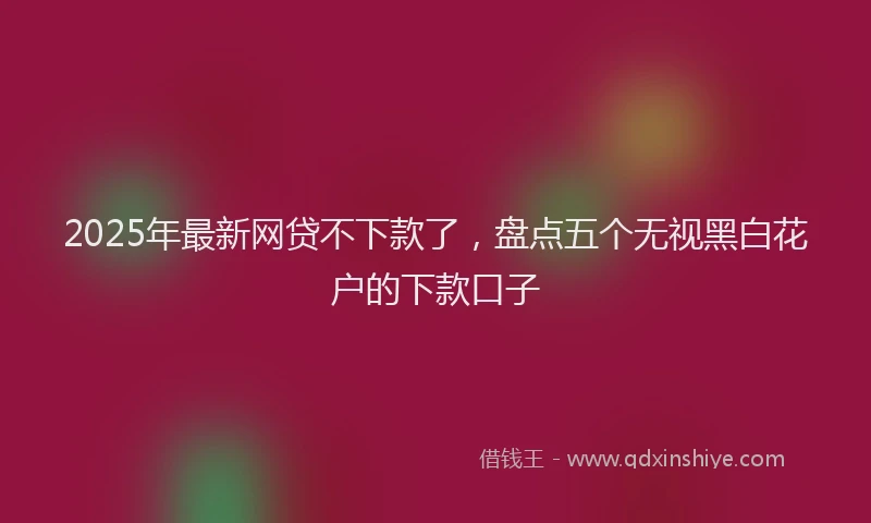 2025年最新网贷不下款了，盘点五个无视黑白花户的下款口子