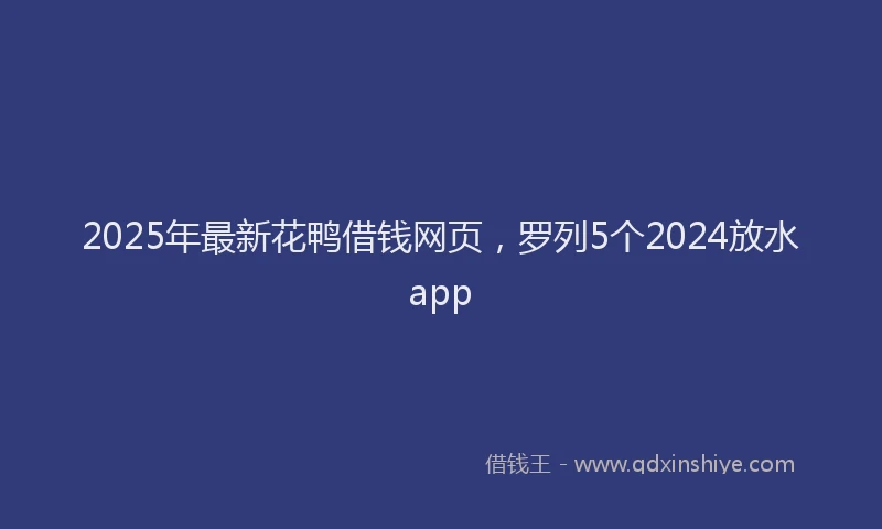 2025年最新花鸭借钱网页，罗列5个2024放水app
