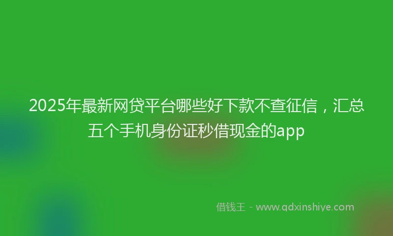 2025年最新网贷平台哪些好下款不查征信，汇总五个手机身份证秒借现金的app