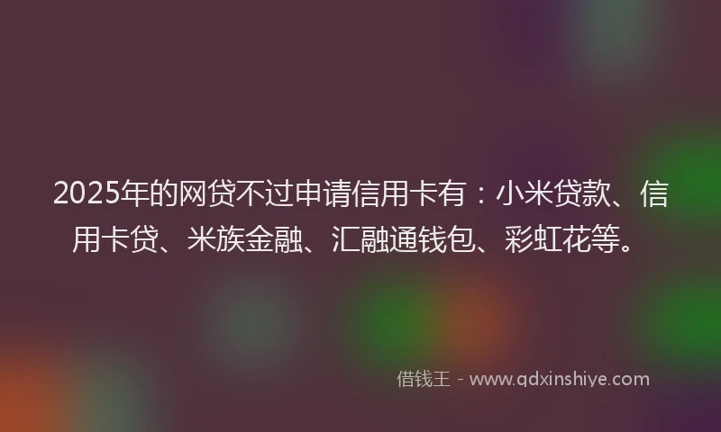 2025年的网贷不过申请信用卡有：小米贷款、信用卡贷、米族金融、汇融通钱包、彩虹花等。