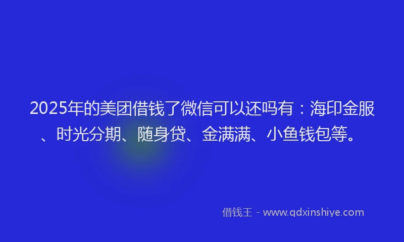 2025年的美团借钱了微信可以还吗有：海印金服、时光分期、随身贷、金满满、小鱼钱包等。
