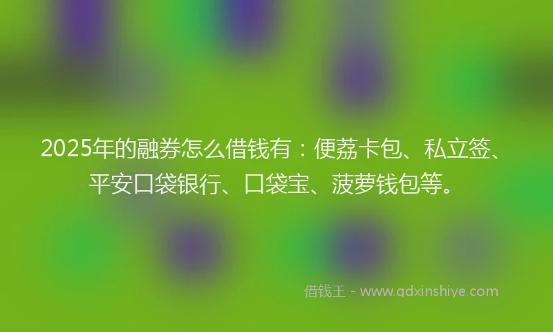 2025年的融券怎么借钱有：便荔卡包、私立签、平安口袋银行、口袋宝、菠萝钱包等。