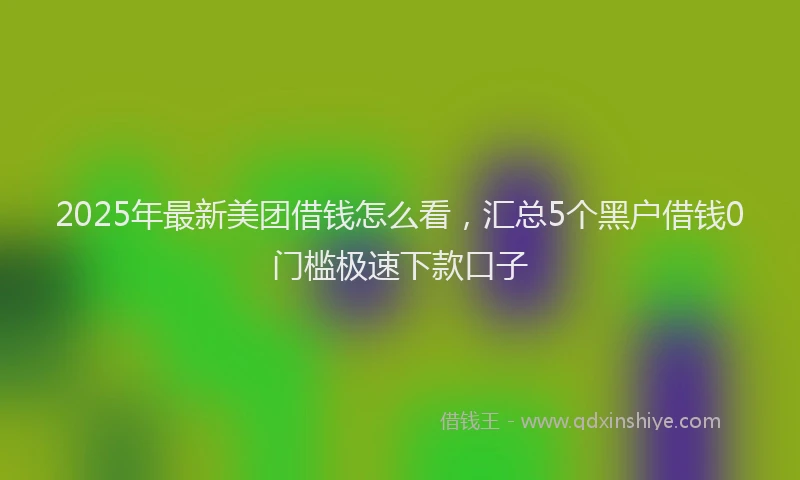 2025年最新美团借钱怎么看，汇总5个黑户借钱0门槛极速下款口子