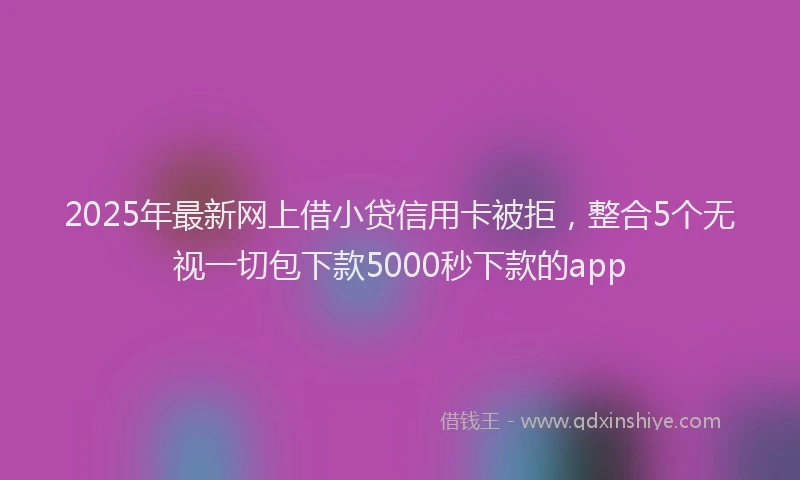2025年最新网上借小贷信用卡被拒，整合5个无视一切包下款5000秒下款的app