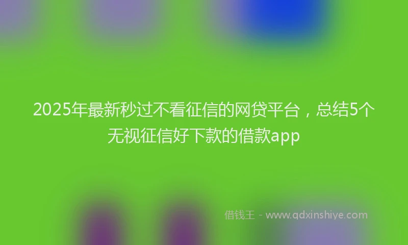 2025年最新秒过不看征信的网贷平台，总结5个无视征信好下款的借款app
