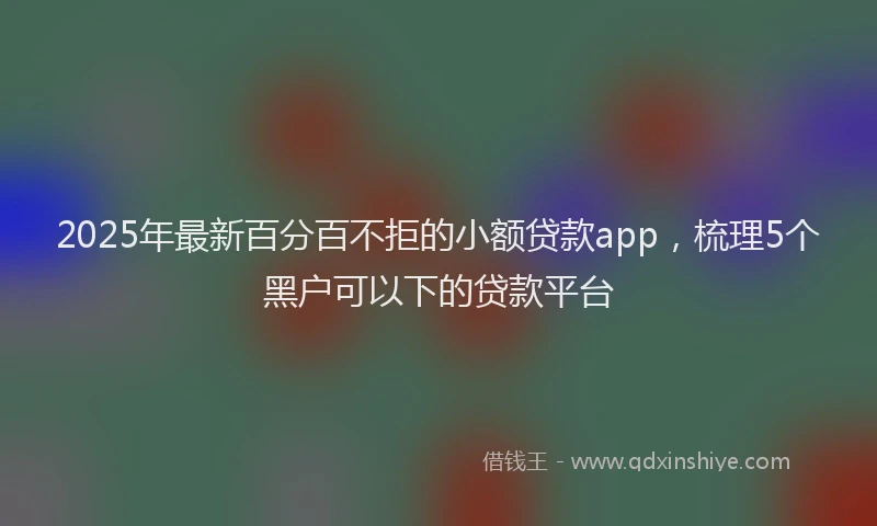 2025年最新百分百不拒的小额贷款app，梳理5个黑户可以下的贷款平台