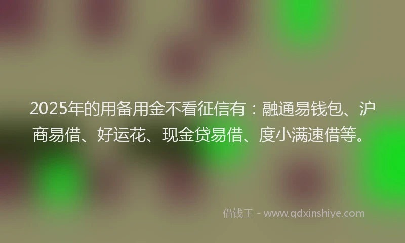 2025年的用备用金不看征信有：融通易钱包、沪商易借、好运花、现金贷易借、度小满速借等。
