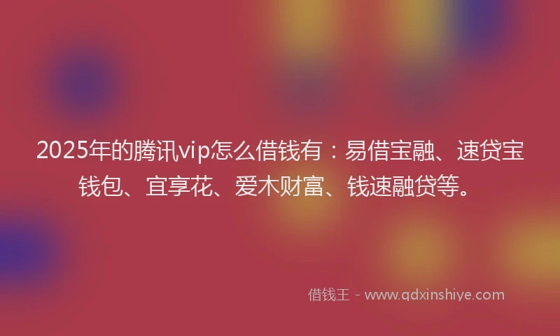 2025年的腾讯vip怎么借钱有：易借宝融、速贷宝钱包、宜享花、爱木财富、钱速融贷等。