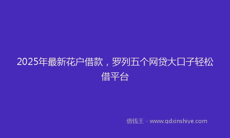 2025年最新花户借款，罗列五个网贷大口子轻松借平台