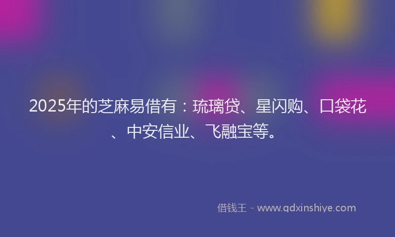 2025年的芝麻易借有：琉璃贷、星闪购、口袋花、中安信业、飞融宝等。
