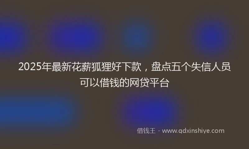 2025年最新花薪狐狸好下款，盘点五个失信人员可以借钱的网贷平台