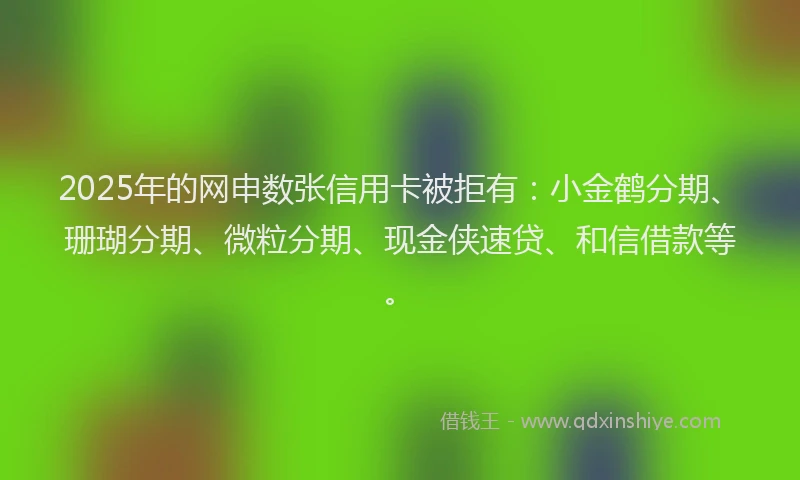 2025年的网申数张信用卡被拒有：小金鹤分期、珊瑚分期、微粒分期、现金侠速贷、和信借款等。
