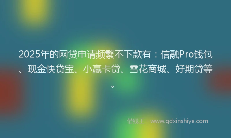 2025年的网贷申请频繁不下款有：信融Pro钱包、现金快贷宝、小赢卡贷、雪花商城、好期贷等。