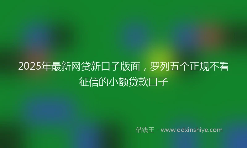 2025年最新网贷新口子版面，罗列五个正规不看征信的小额贷款口子