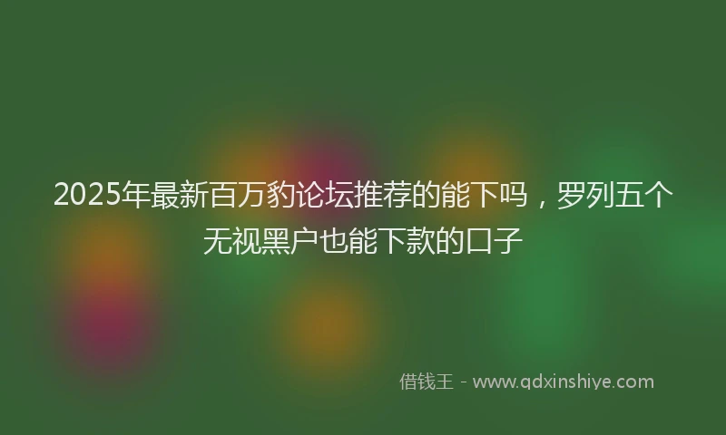 2025年最新百万豹论坛推荐的能下吗，罗列五个无视黑户也能下款的口子
