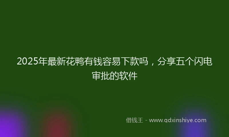 2025年最新花鸭有钱容易下款吗，分享五个闪电审批的软件