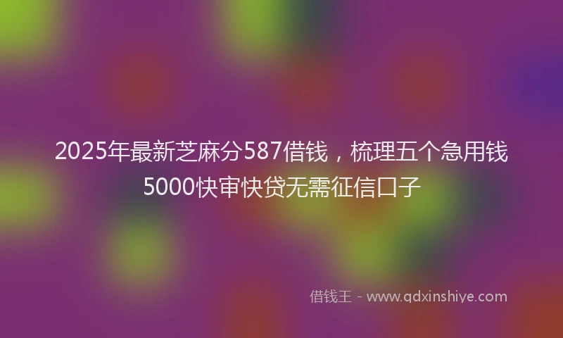 2025年最新芝麻分587借钱，梳理五个急用钱5000快审快贷无需征信口子