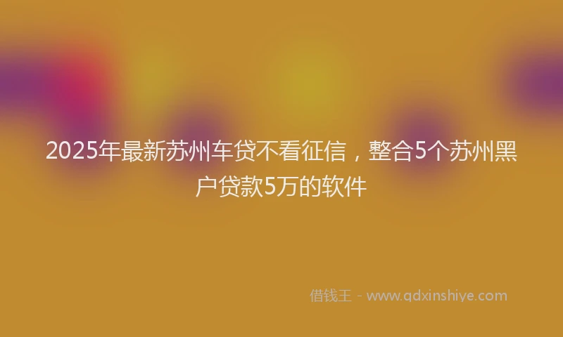 2025年最新苏州车贷不看征信，整合5个苏州黑户贷款5万的软件