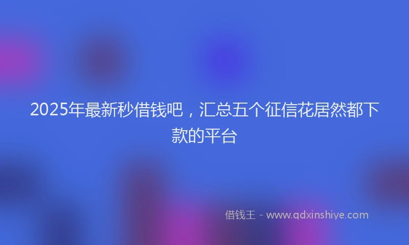 2025年最新秒借钱吧，汇总五个征信花居然都下款的平台