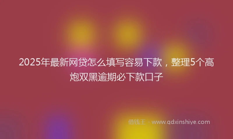 2025年最新网贷怎么填写容易下款，整理5个高炮双黑逾期必下款口子