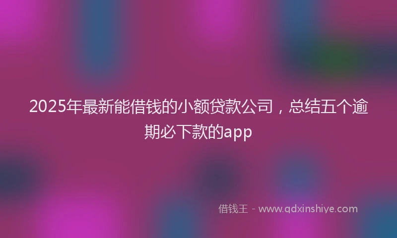2025年最新能借钱的小额贷款公司，总结五个逾期必下款的app