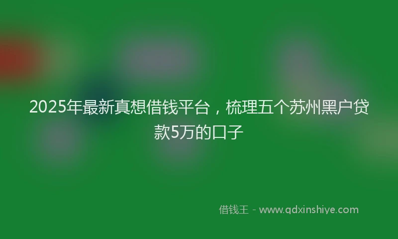 2025年最新真想借钱平台，梳理五个苏州黑户贷款5万的口子