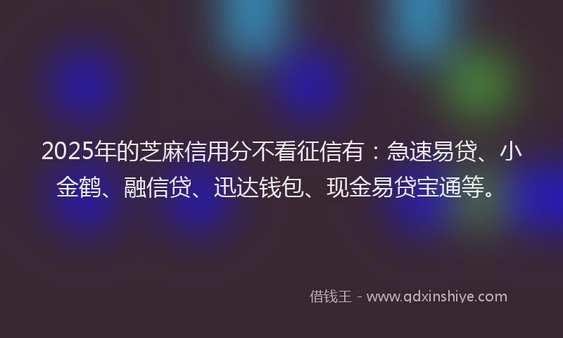 2025年的芝麻信用分不看征信有：急速易贷、小金鹤、融信贷、迅达钱包、现金易贷宝通等。