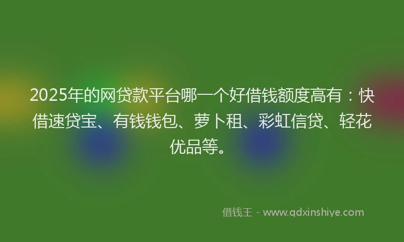 2025年的网贷款平台哪一个好借钱额度高有：快借速贷宝、有钱钱包、萝卜租、彩虹信贷、轻花优品等。