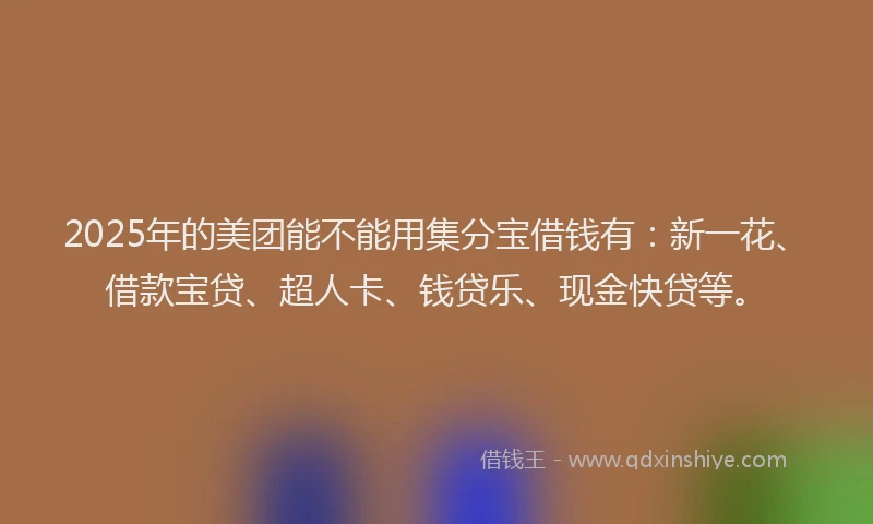 2025年的美团能不能用集分宝借钱有：新一花、借款宝贷、超人卡、钱贷乐、现金快贷等。