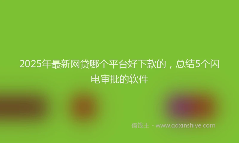 2025年最新网贷哪个平台好下款的，总结5个闪电审批的软件