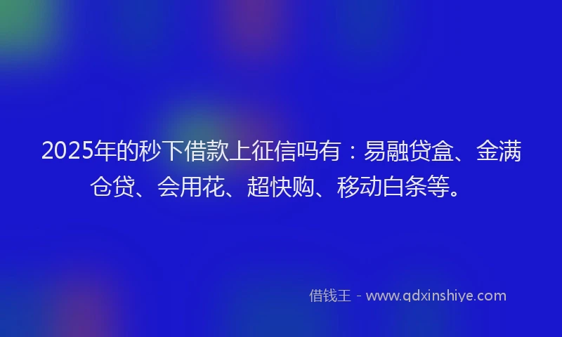 2025年的秒下借款上征信吗有：易融贷盒、金满仓贷、会用花、超快购、移动白条等。