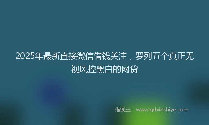 2025年最新直接微信借钱关注，罗列五个真正无视风控黑白的网贷