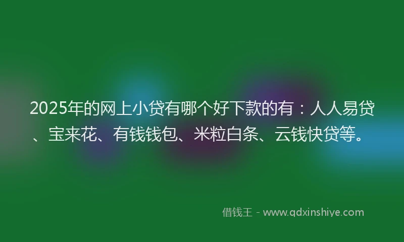 2025年的网上小贷有哪个好下款的有:人人易贷、宝来花、有钱钱包、米粒白条、云钱快贷等。