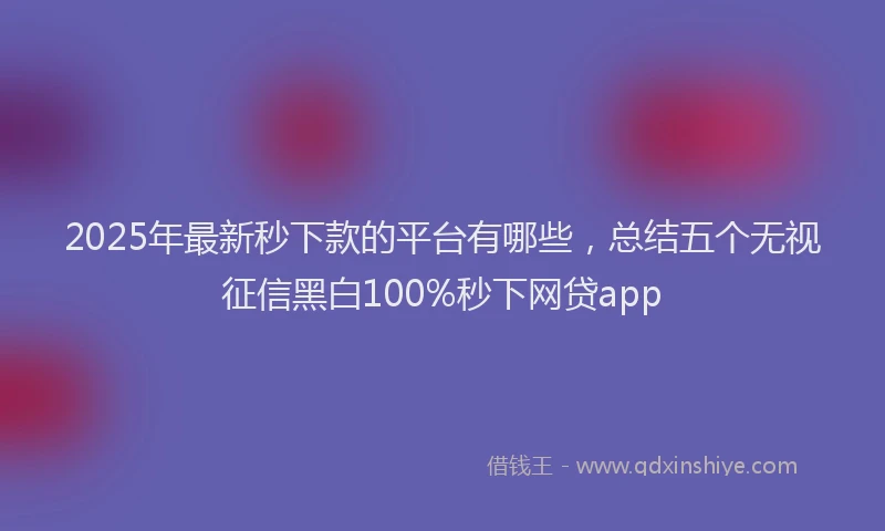 2025年最新秒下款的平台有哪些，总结五个无视征信黑白100%秒下网贷app
