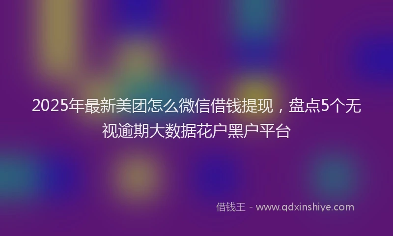 2025年最新美团怎么微信借钱提现，盘点5个无视逾期大数据花户黑户平台